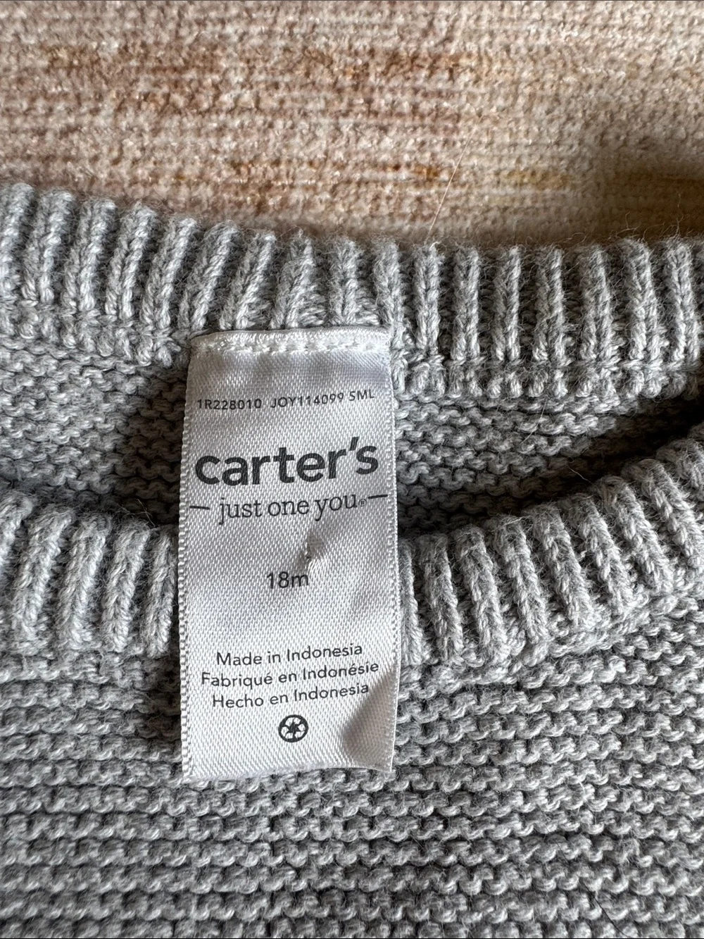 Carter's Light Blue Gray Knit Baby Sweater Set with Embroidered Bear